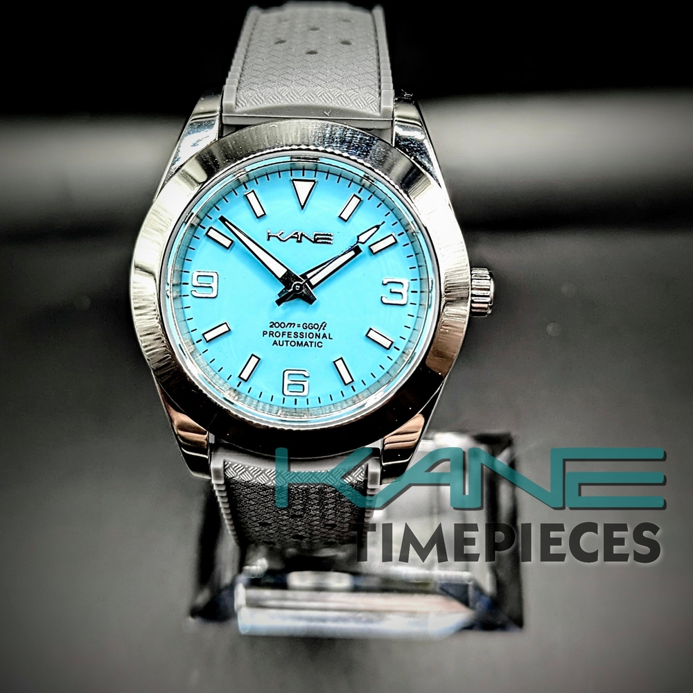 KANE Timepieces CUSTOM- Seiko Mod - 40mm Explorer Style - Tiffany Blue
